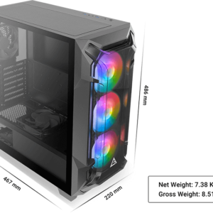 CASE ANTEC DF600 FLUX 5 COOLER (3 FRONT/1 BACK/1 FUENTE) VIDRIO TEMP/ STEEL