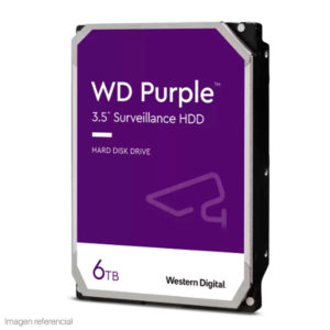 DISCO DURO WESTERN DIGITAL WD PURPLE, 6 TB, SATA 6.0 GB/S, 256 MB CACHE, 3.5".